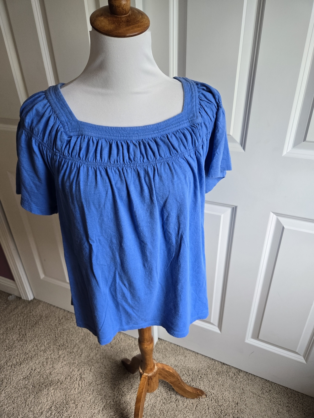 Lilly Pulitzer Blue Square-Neck Short Sleeve Top